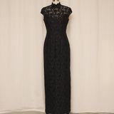 Carmen Marc Valvo Lace Beaded Gown