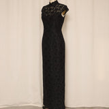 Carmen Marc Valvo Lace Beaded Gown