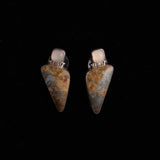 Sterling Silver Green and Brown Jasper Stones Stud Earrings
