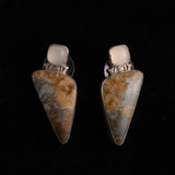 Sterling Silver Green and Brown Jasper Stones Stud Earrings