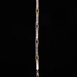Sterling Silver Link Bracelet with Colorful Stones