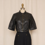 Peppercorn Leather Cropped Jacket