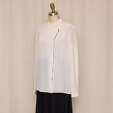 White Silk Blouse with Zipper Detail