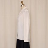 White Silk Blouse with Zipper Detail
