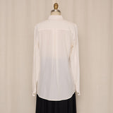 White Silk Blouse with Zipper Detail