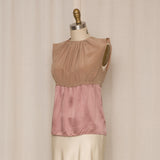 Prada Silk Sleeveless Blouse in Tan & Mauve
