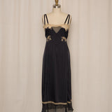 Antique Black Silk and Lace Slip