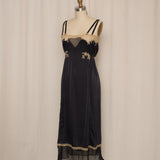 Antique Black Silk and Lace Slip