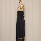 Antique Black Silk and Lace Slip