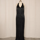 Full Length Beaded Gown in Black