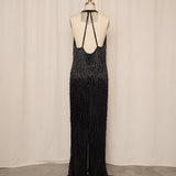 Full Length Beaded Gown in Black