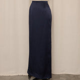 Navy Silk Maxi Skirt