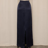 Navy Silk Maxi Skirt