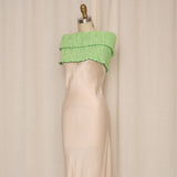 Pleated Silk Green Infinity Scarf