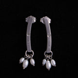 Sterling Silver Long Earrings with Tiny Pearls