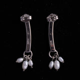 Sterling Silver Long Earrings with Tiny Pearls