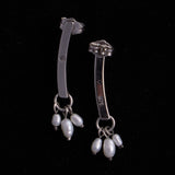 Sterling Silver Long Earrings with Tiny Pearls