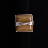 Sterling Silver Ring with Brown Large Square Stone