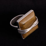 Sterling Silver Ring with Brown Large Square Stone