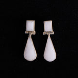 Sterling Silver Teardrop Post Earrings with White Stones
