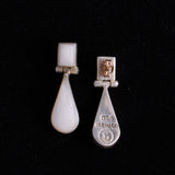 Sterling Silver Teardrop Post Earrings with White Stones