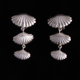 Sterling Silver Multi Shell Dangle Clip On Earrings