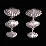 Sterling Silver Multi Shell Dangle Clip On Earrings