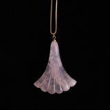 Sterling Silver Gold Plated Necklace with Fan Shaped Stone Pendant
