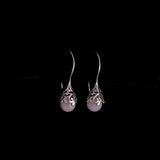 Sterling Silver Drop Ornate Filigree Pink Gemstone Earrings