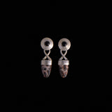 Sterling Silver Jasper and Onyx Stones Drop Earrings