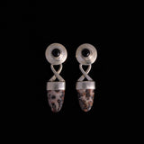 Sterling Silver Jasper and Onyx Stones Drop Earrings
