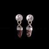 Sterling Silver Jasper and Onyx Stones Drop Earrings
