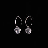 Sterling Silver Puffy Flower Dangle Earrings