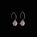 Sterling Silver Puffy Flower Dangle Earrings