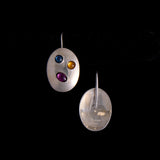 Sterling Silver Oval Multi-Stone Earrings