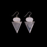 Sterling Silver Triangular Earrings with Oval Mother of Pearl Detail