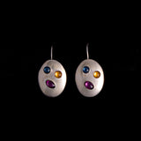 Sterling Silver Oval Multi-Stone Earrings