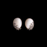 Sterling Silver and Mother of Pearl Clip On Oval Earrings