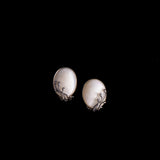 Sterling Silver and Mother of Pearl Clip On Oval Earrings