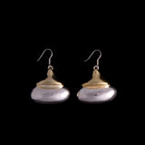 Sterling Silver Two Tone Large Puffy Earrings