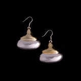 Sterling Silver Two Tone Large Puffy Earrings