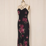 Evan Picone Black Dress with Red Flowers