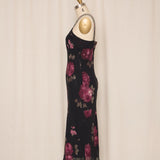 Evan Picone Black Dress with Red Flowers