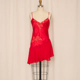 Lasoie Silk Red Embroidered Lace Nightgown