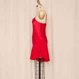 Lasoie Silk Red Embroidered Lace Nightgown