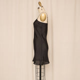 Black Sheer Silk Mini Slip Dress