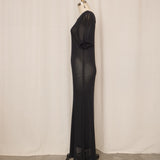 Sheer Short Sleeve Maxi Dress