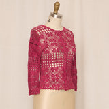 Vintage Pink Crocheted Cardigan