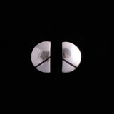 Sterling Silver Modernist Half Circle Stud Earrings