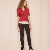 Patrizia Pepe Tailored Pants with Brown Ribbon Tie